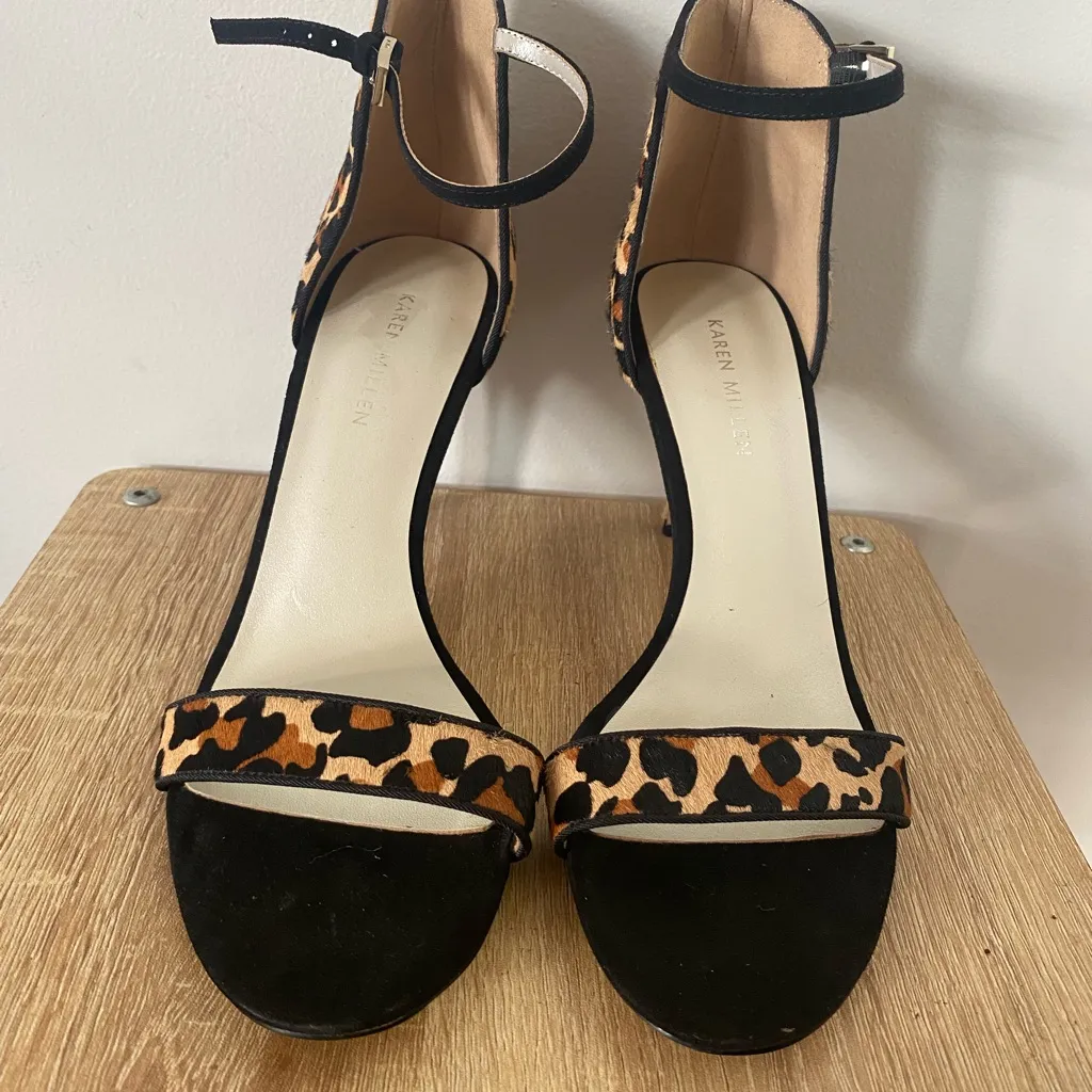 Karen Millen Leopard Calf Hair Ankle Strap Size 39 - Image 3