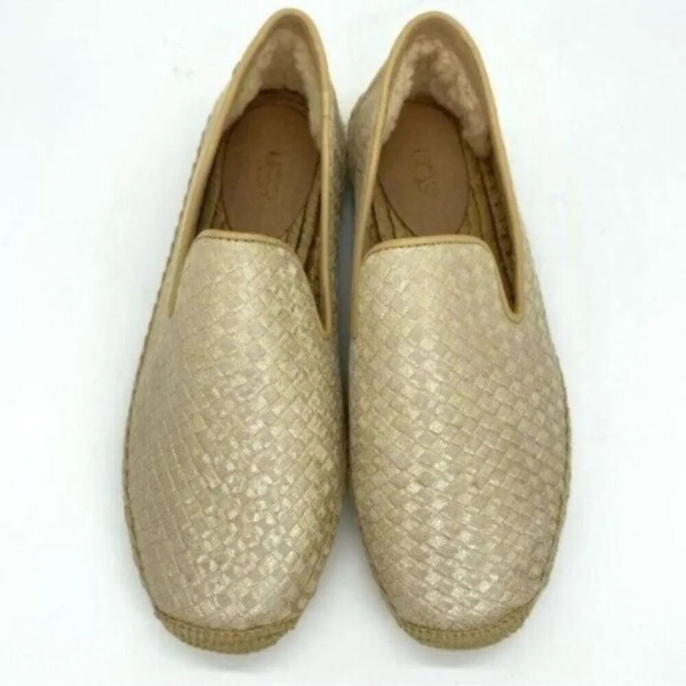 Ugg Womens Sandrinne Metallic Leather Espadrille Slip On Shoes - Image 12