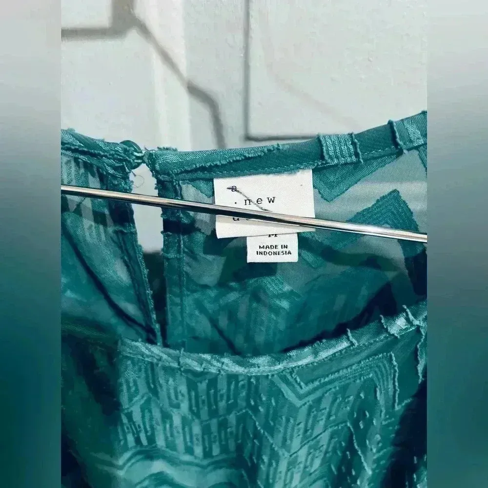 A NEW DAY TARGET WOMEN'S 1/2 Sleeve Tiered Green Midi Dress Chevron Print M - Image 6