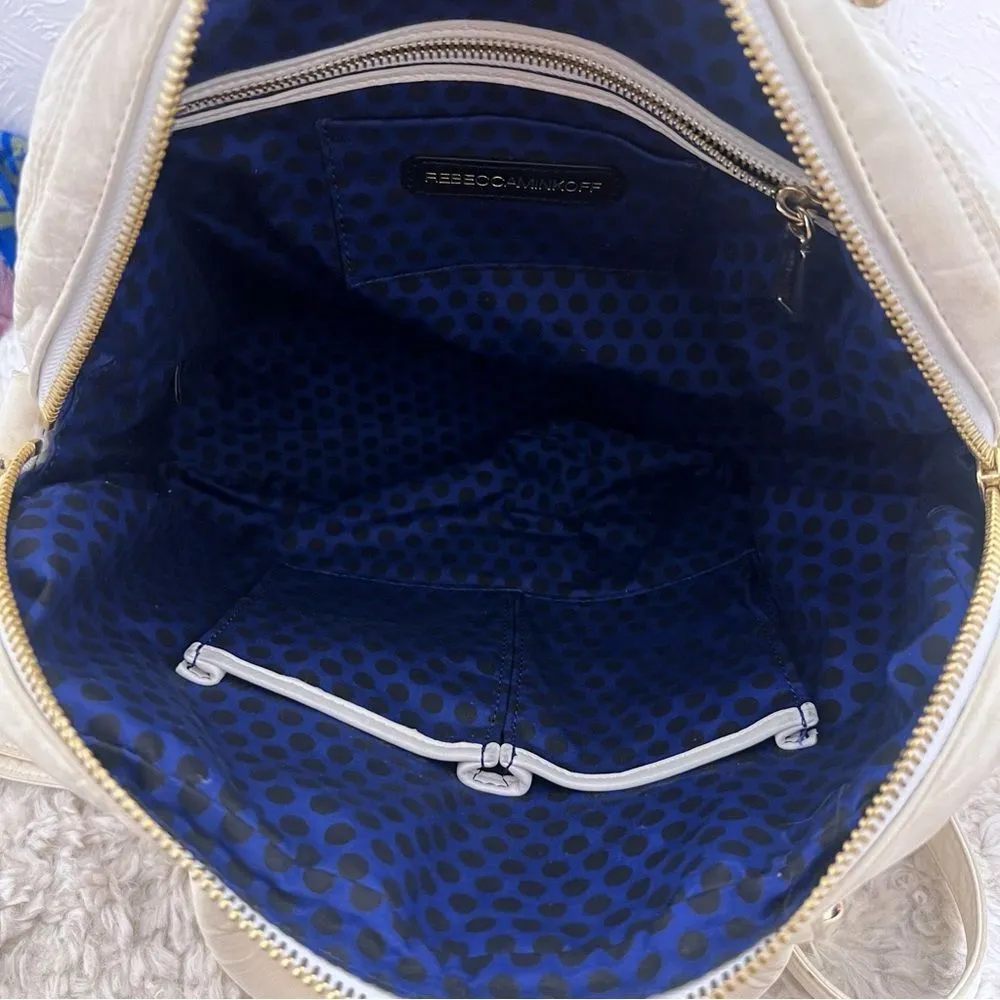 Rebecca Minkoff Cream Soft Leather Moto Zip Crossbody Purse Bag - Image 12