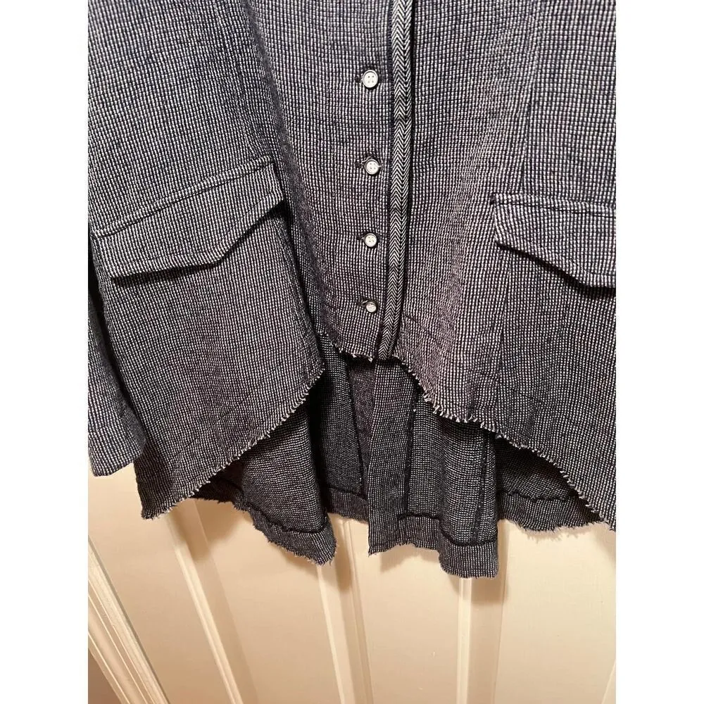 Jayko Tattered Navy Tweed Top Jacket Sz. 38 (US 6) Blue - Image 2