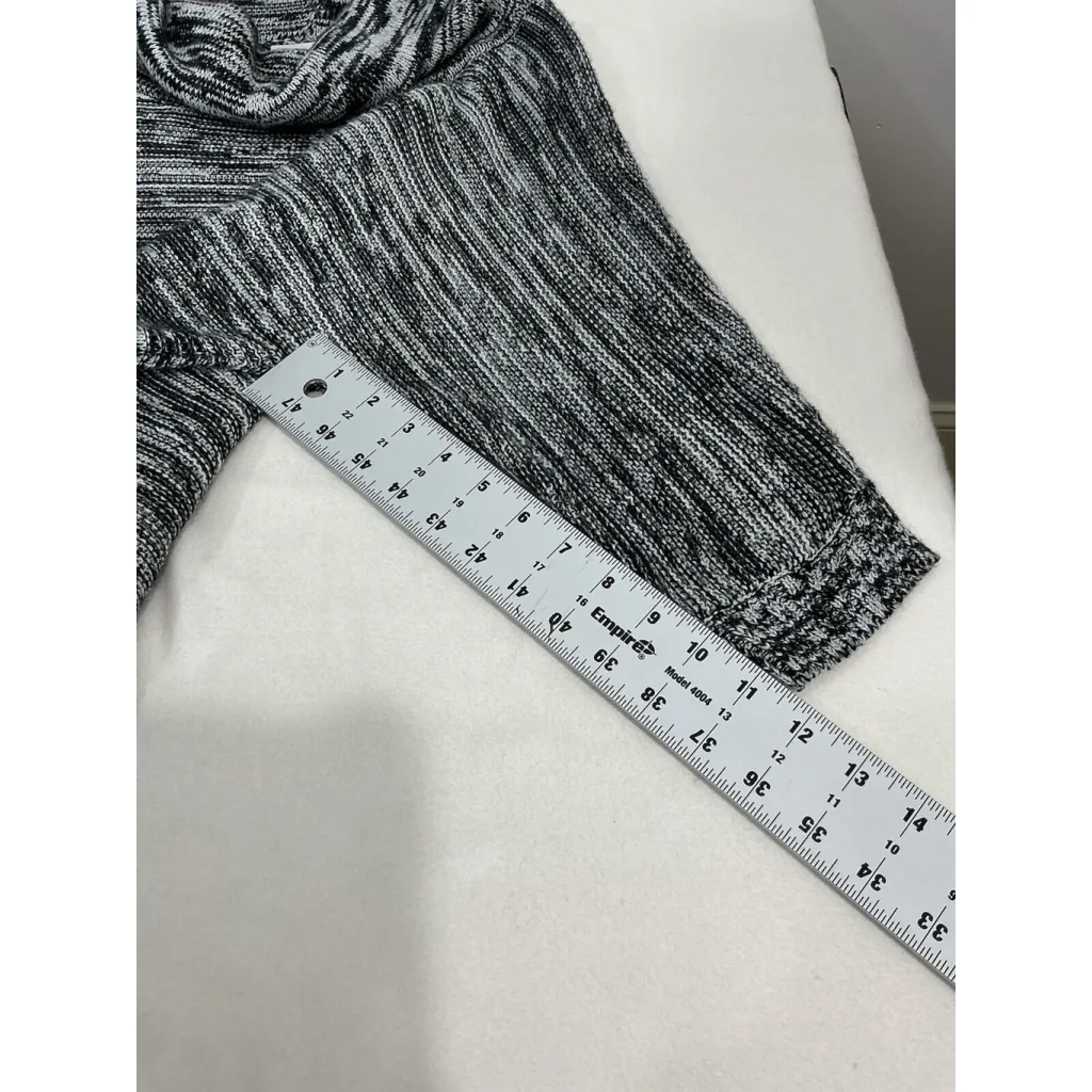 Womans NY & Co Small Black White Open Knit Shimmering Cowl Neck Sweater - Image 8