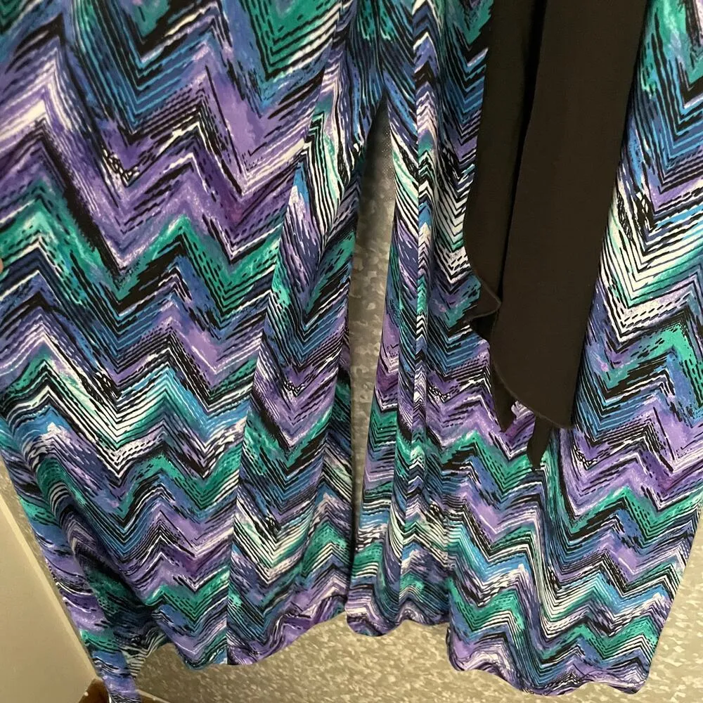 Connected Apparel Blue Chevron Sleeveless Jumpsuit - Size 8 - Silver Neck Accent - Image 4