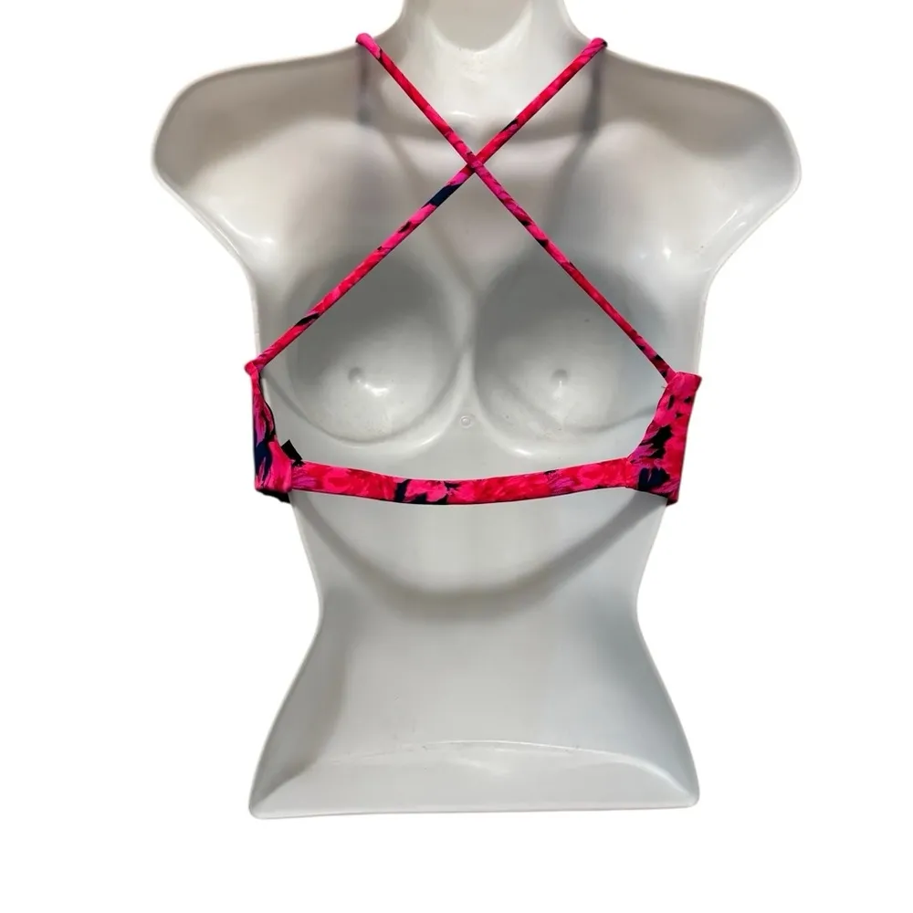 Victoria’s Secret VS High-Neck Light Impact Sports Bra Sz L Pink Navy Padded - Image 3