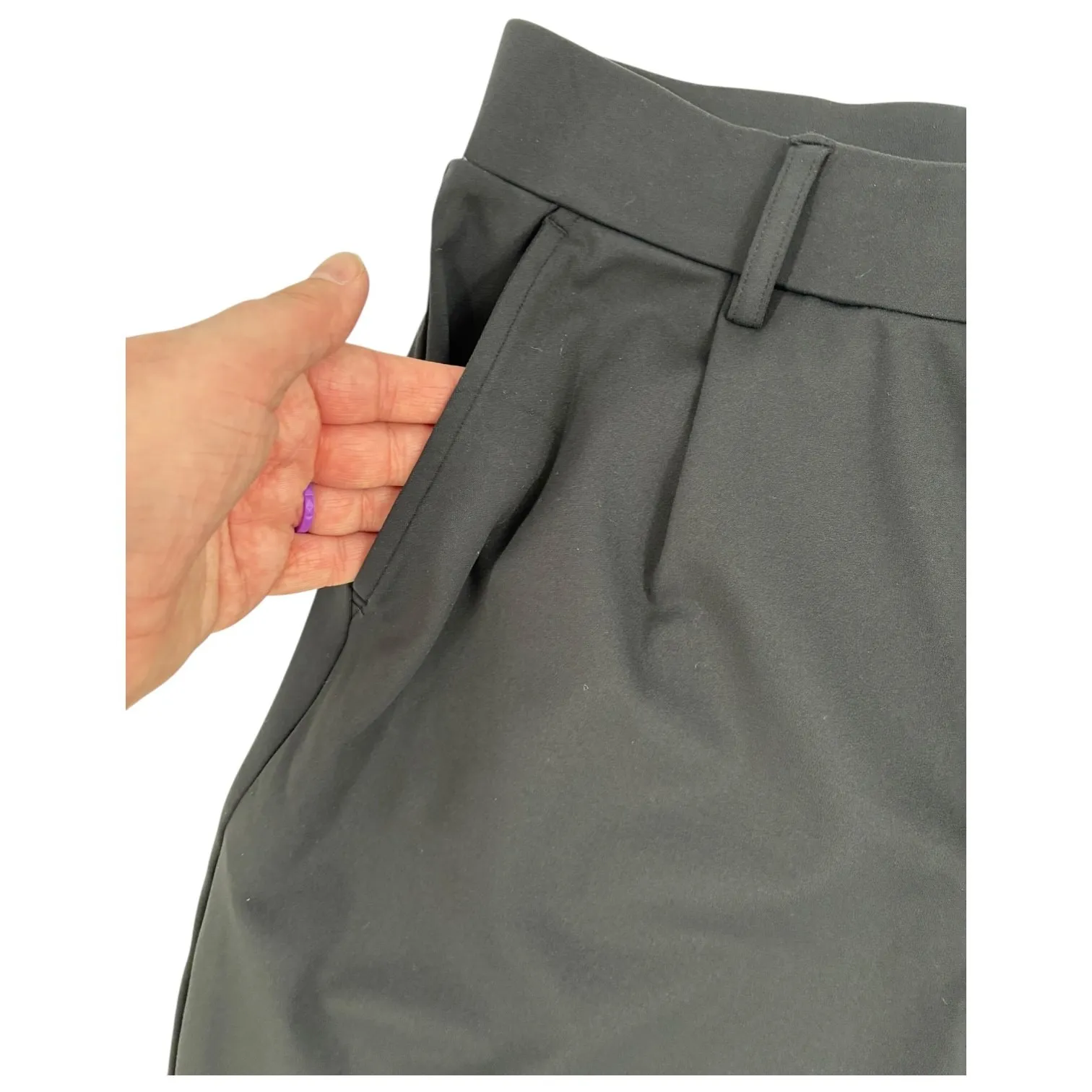 Halara Petite Black Wide Leg Pleated Pants Size S Stretch Comfort - Image 3