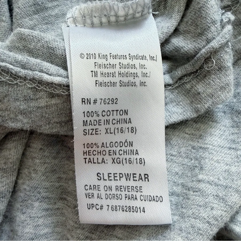 Betty Boop Pajama Shirt Womens Size XL Top Gray Red Sleepwear PJs Retro - Image 10