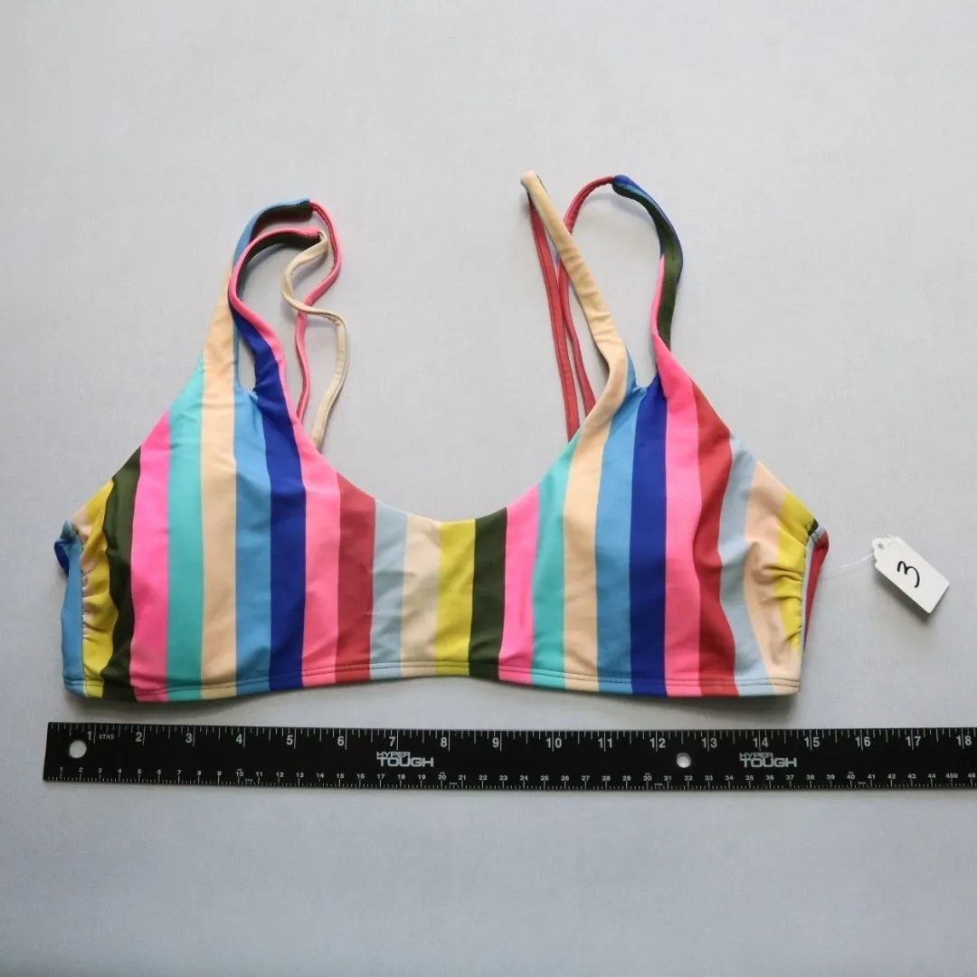No Boundaries Stripe‎ Pink Swim Sports Bra Bralette Bikini Top L Large - Image 3