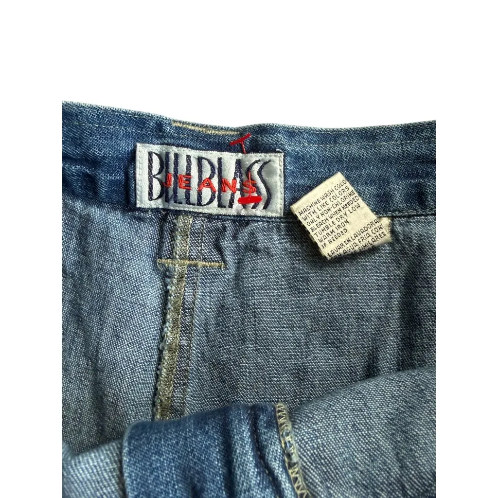 BILL BLASS Vintage 100% Cotton Pleated High Waist Mom Denim Shorts Size 14 NEW N - Image 4