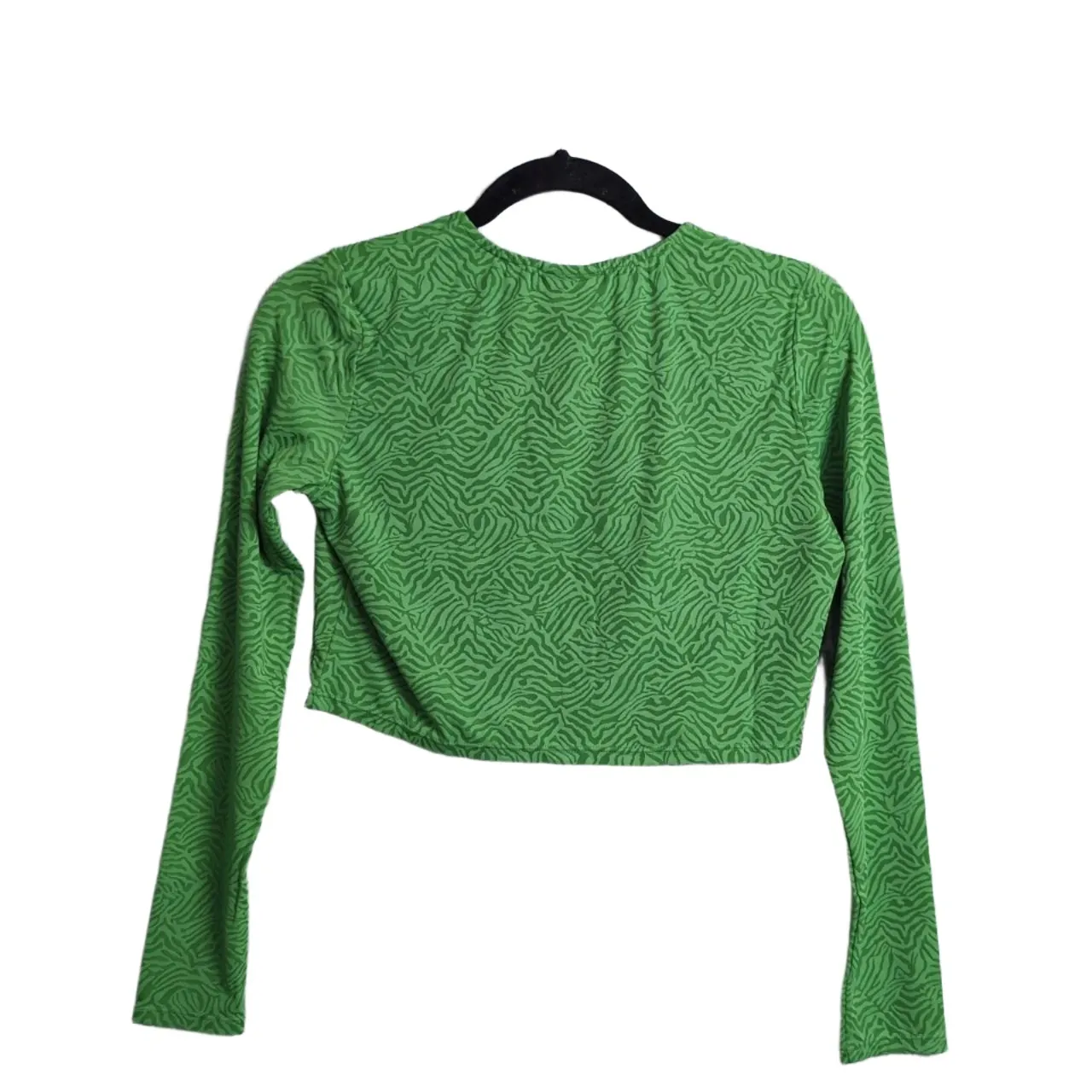 ANDIE NWT  Augusta Jacket Green Cropped Snap Front Abstract Zebra Pattern Top M - Image 4