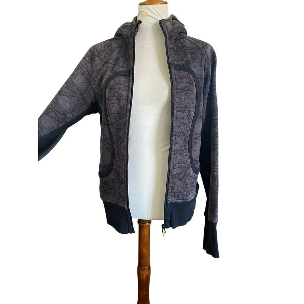 Lululemon Iconic Scuba Hoodie Gray & Black Thumbholes Full Zip Women’s Small/201 - Image 7