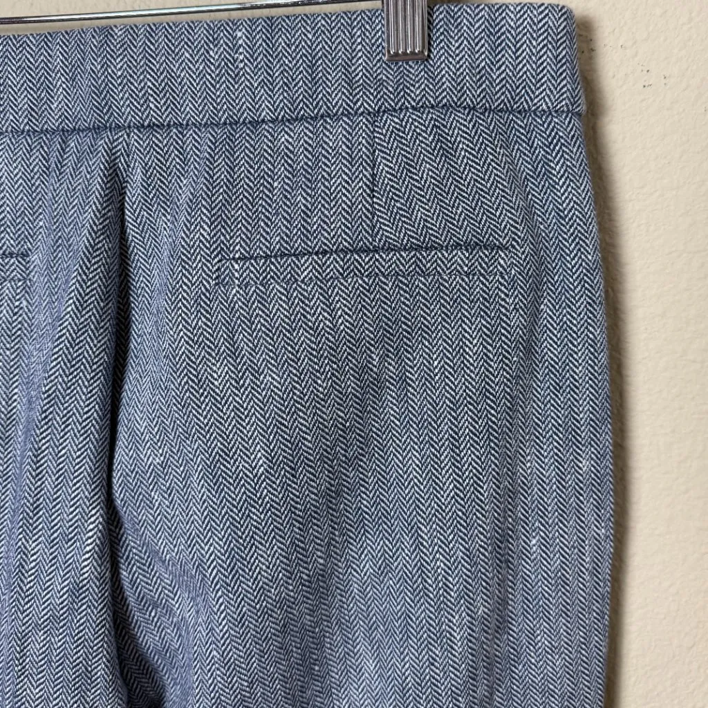 J.Crew Hayden Linen Cotton Herringbone Flare Pants in Navy Heather Size 10 New - Image 8