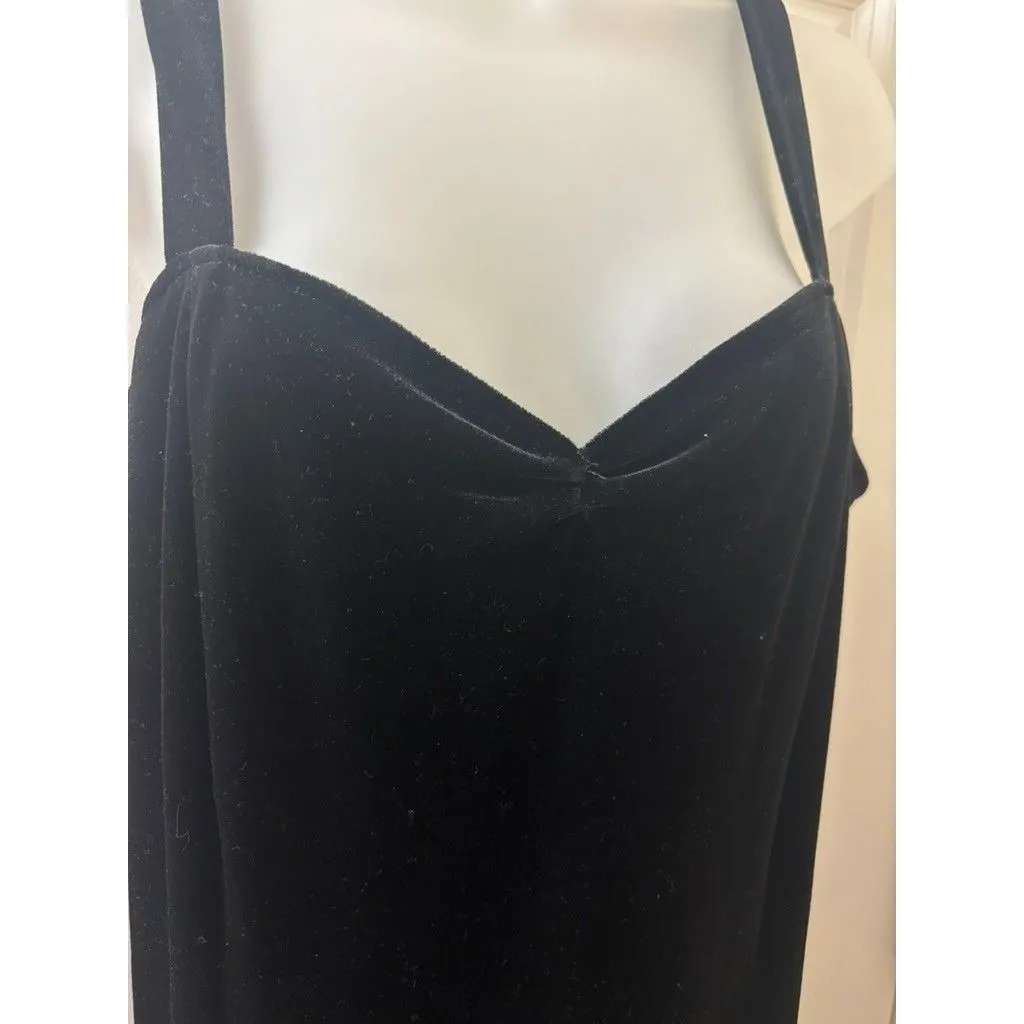 Y2K UNBRANDED Black Velvet Maxi Slip Dress Strappy SIZE 16 SWEETHEART NECKLINE - Image 2