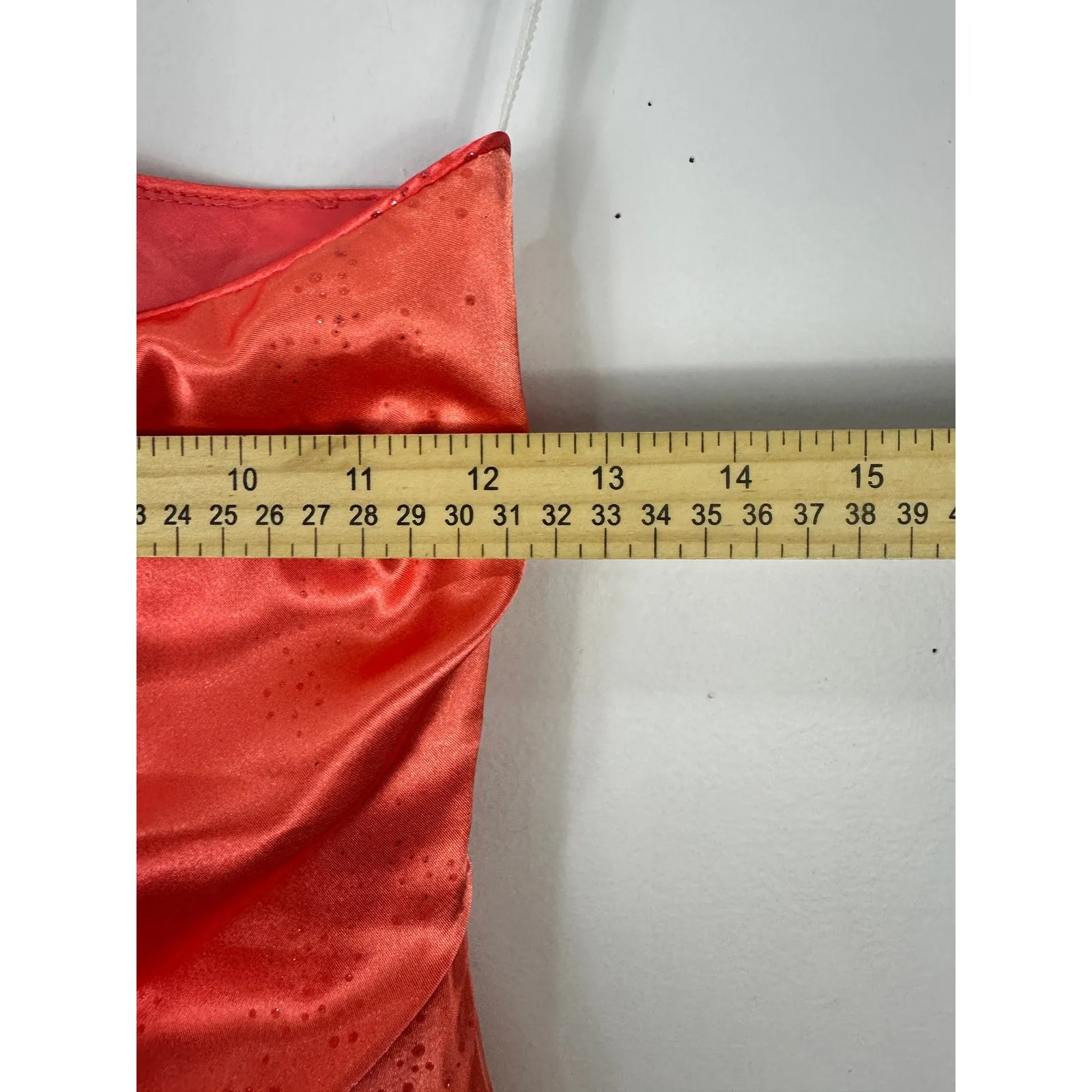 Vtg Y2K 90s Sparkle Maxi Dress Orange Red Ombre Satin Glam Jump Apparel 5/6 Size undefined - Image 4