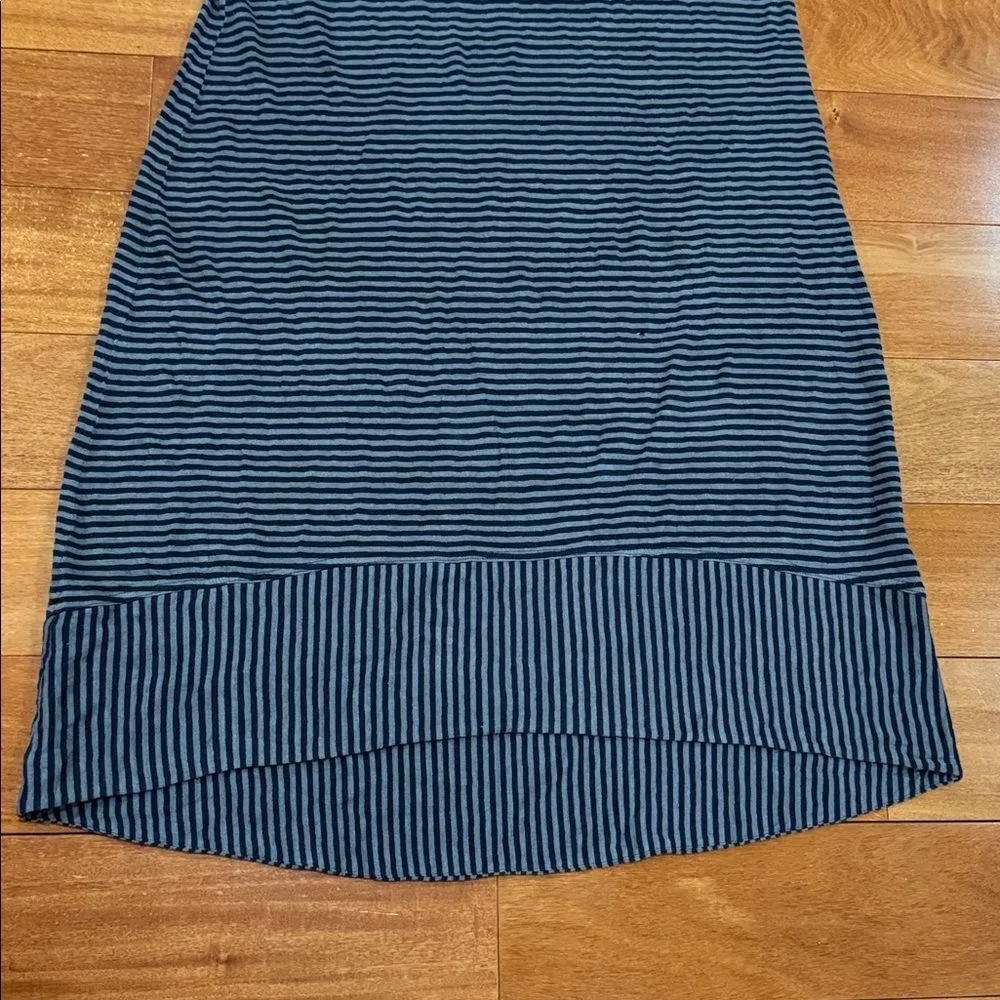 Eileen Fisher Black and Gray Raceback‎ Striped High Low Dress Linen Dress Size L - Image 5
