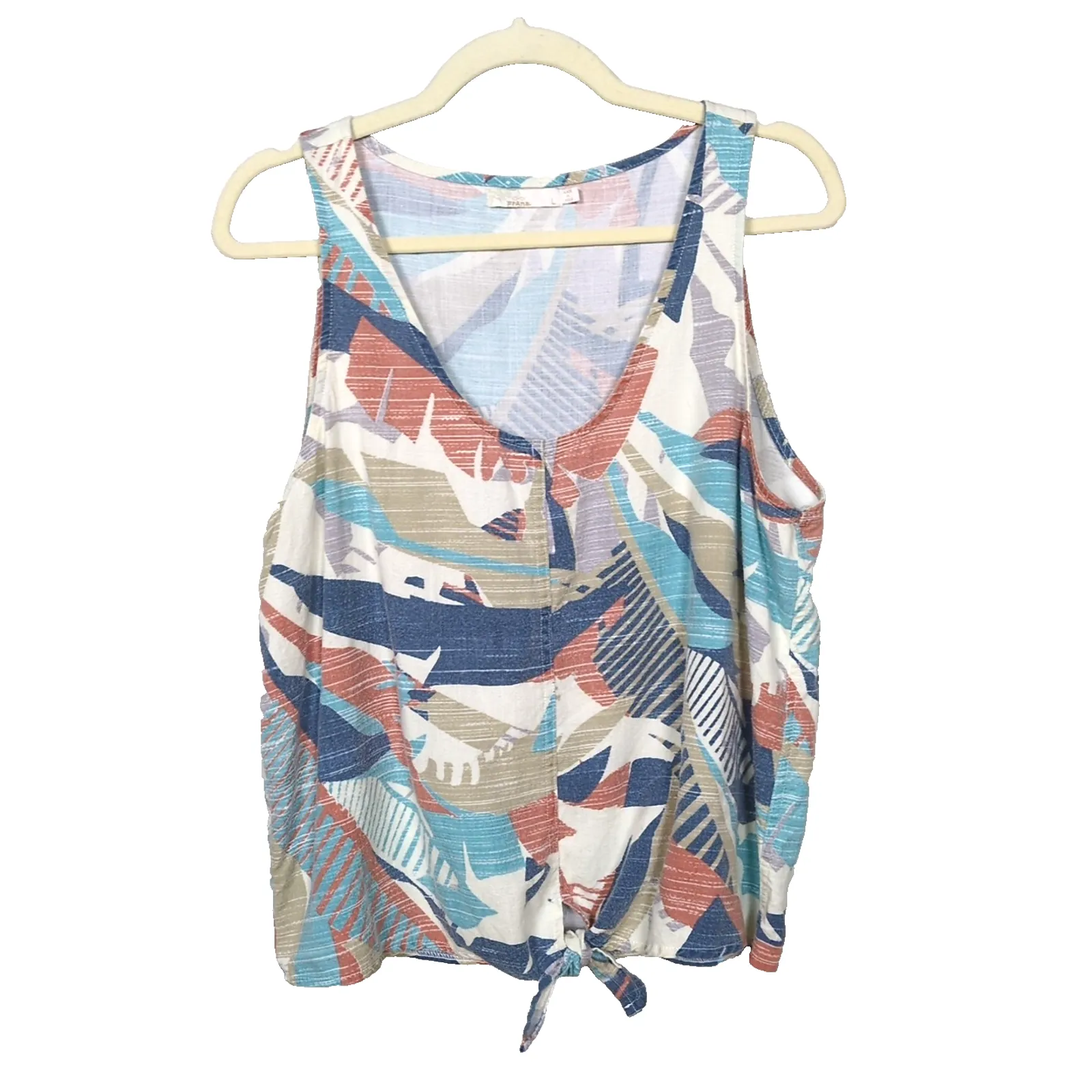PRANA McKenzie Tank Tie Front Sleeveless Atlantic Paloma Print Women's Large - Image 2