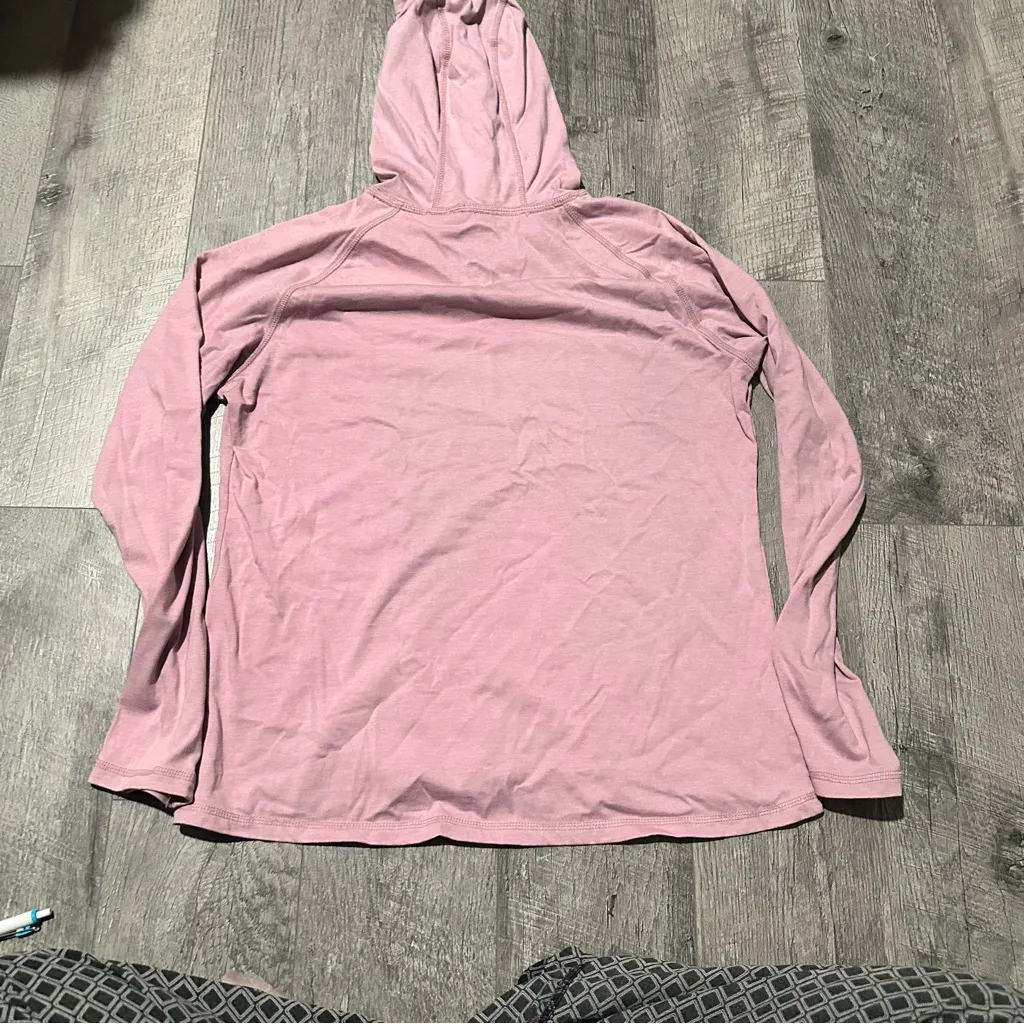 dickies Pink Shirt Women’s Hooded Tee Top large activewear fall gym running yoga - Image 3