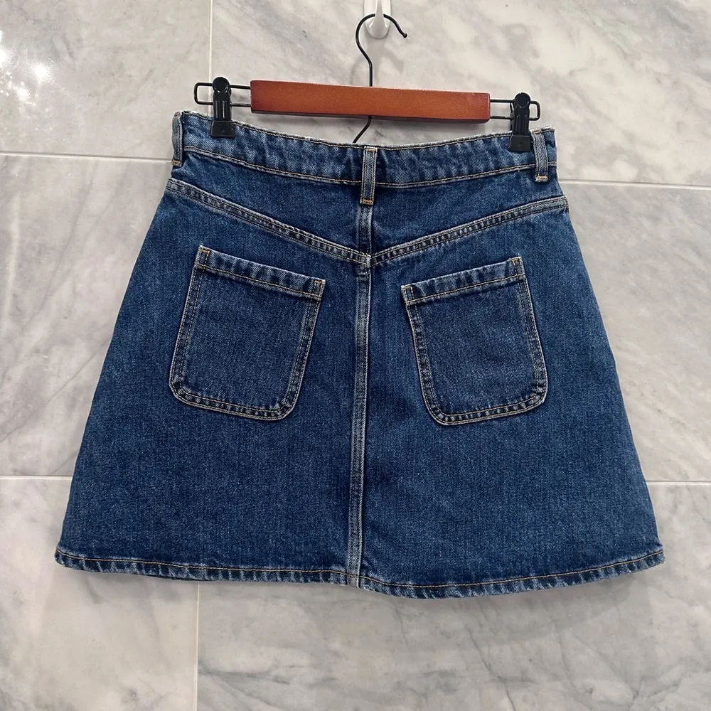 ASOS Monki denim button through mini skirt in mid-blue wash 38 /6 - Image 3