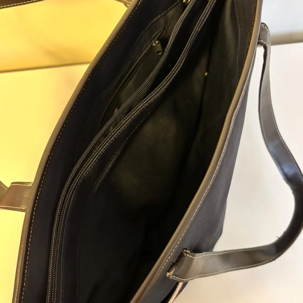 Amanda Smith Canvas Multi Compartment Laptop Work Tote Bag Purse Blue Red White - Image 4