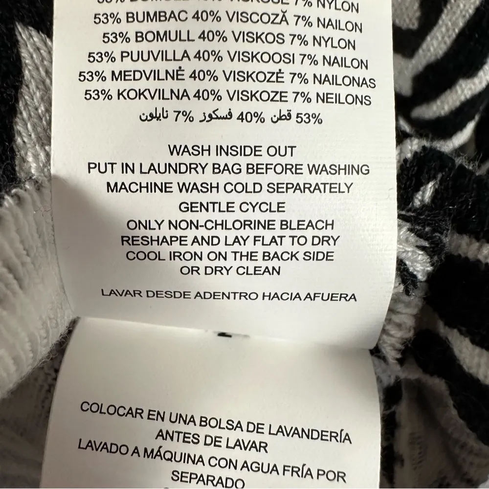 Michael Kors Boxy Pullover V-Neck Sweater Lightweight Zebra Black White L NWT - Image 9