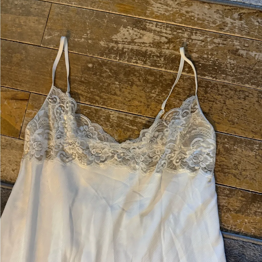 Natori Cream Lace Trim Maxi Chemise Large White - Image 3