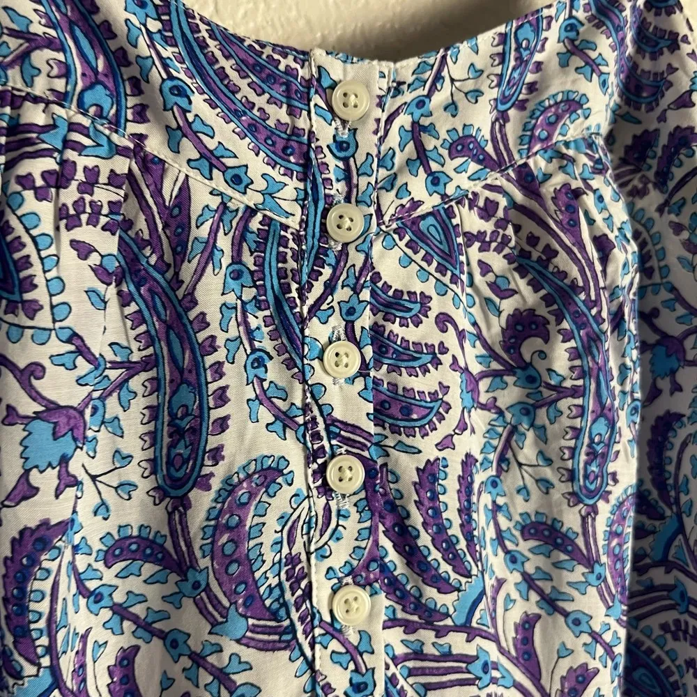 J.Crew Tiered Cotton Voile Purple Paisley Print Maxi Dress Size XS - Image 11