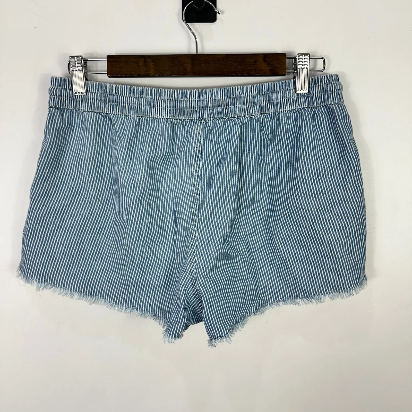 Aerie Striped Denim Drawstring Shorts Light Wash Beachy Boho Coastal Cowgirl - Image 4