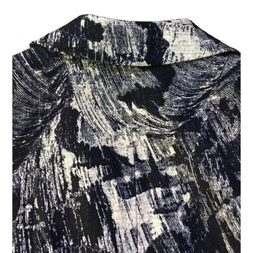 Coldwater Creek Blazer Womens 16 Lined Linen Blend Blue Ivory - Image 7