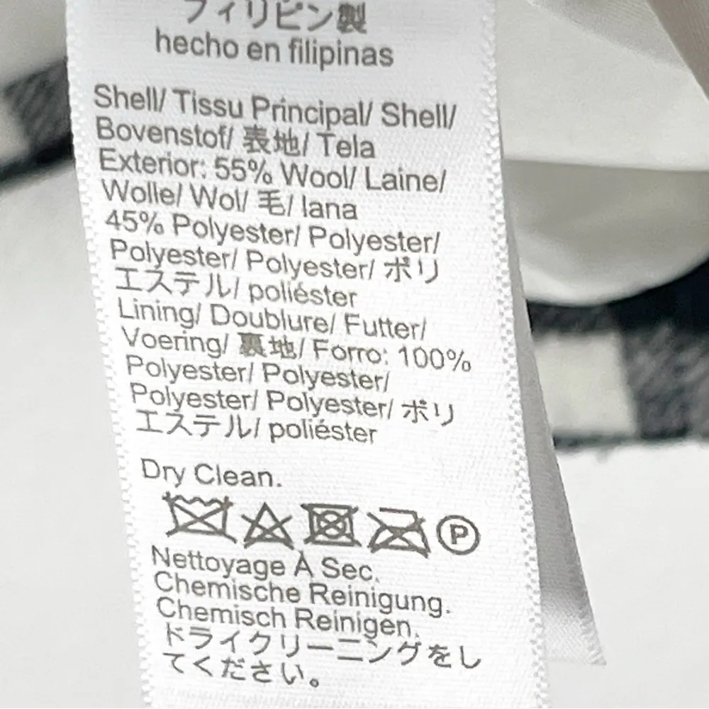 J. CREW Factory Wool Blend Black White Buffalo Check One Button Blazer, Size 6 - Image 4