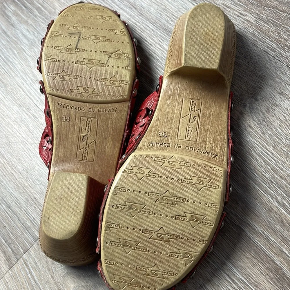 Dilav Shoes Heeled Sandal/Clog Size 38 (US 8) Red - Image 14