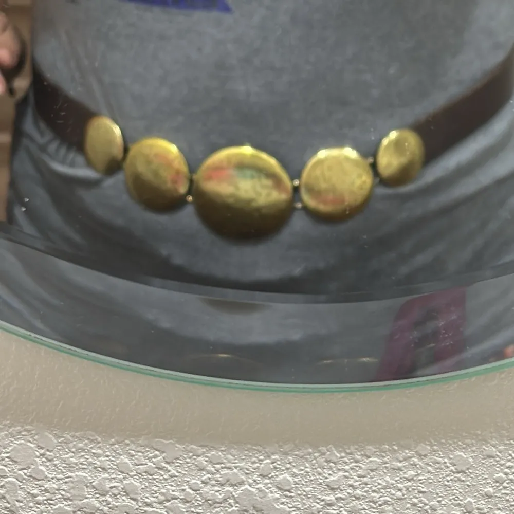 Coldwater Creek Brown Leather Distressed Medallion Sling Belt - Image 7