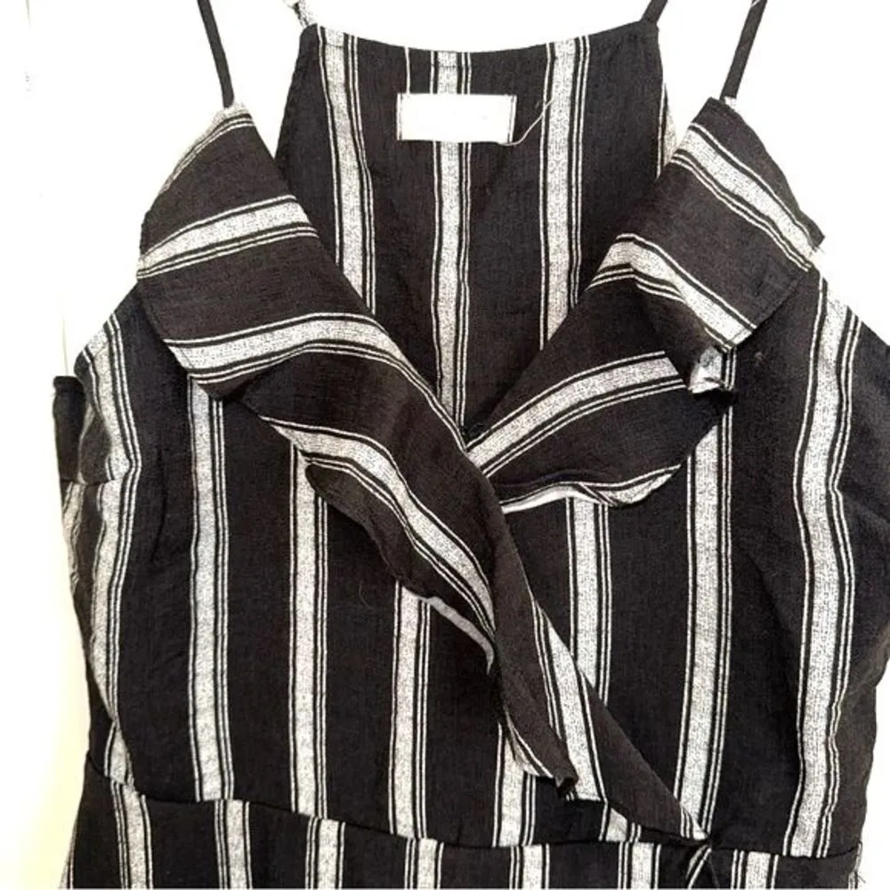 Altered state black and white vertical striped ruffled dress women large - Image 6