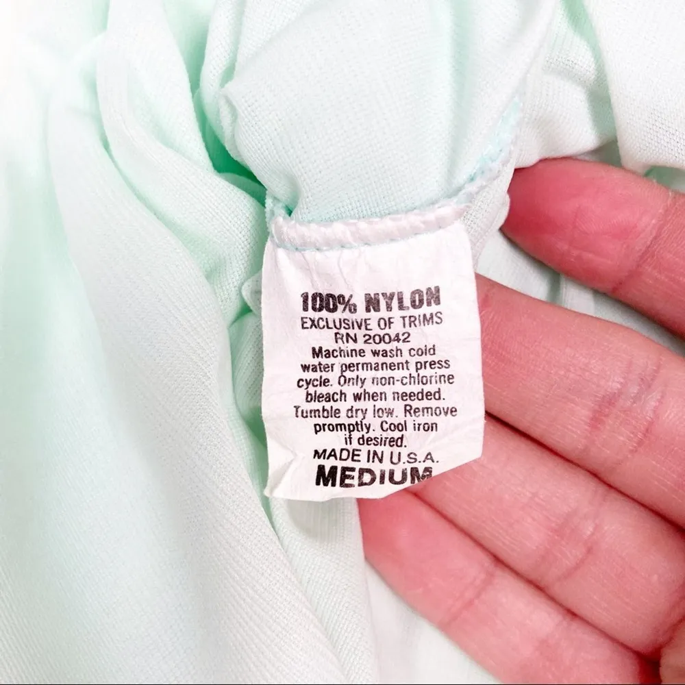 Vintage Mint Green Chiffon Eyelet Short Sleeve Nightgown Sz M Size M - Image 7