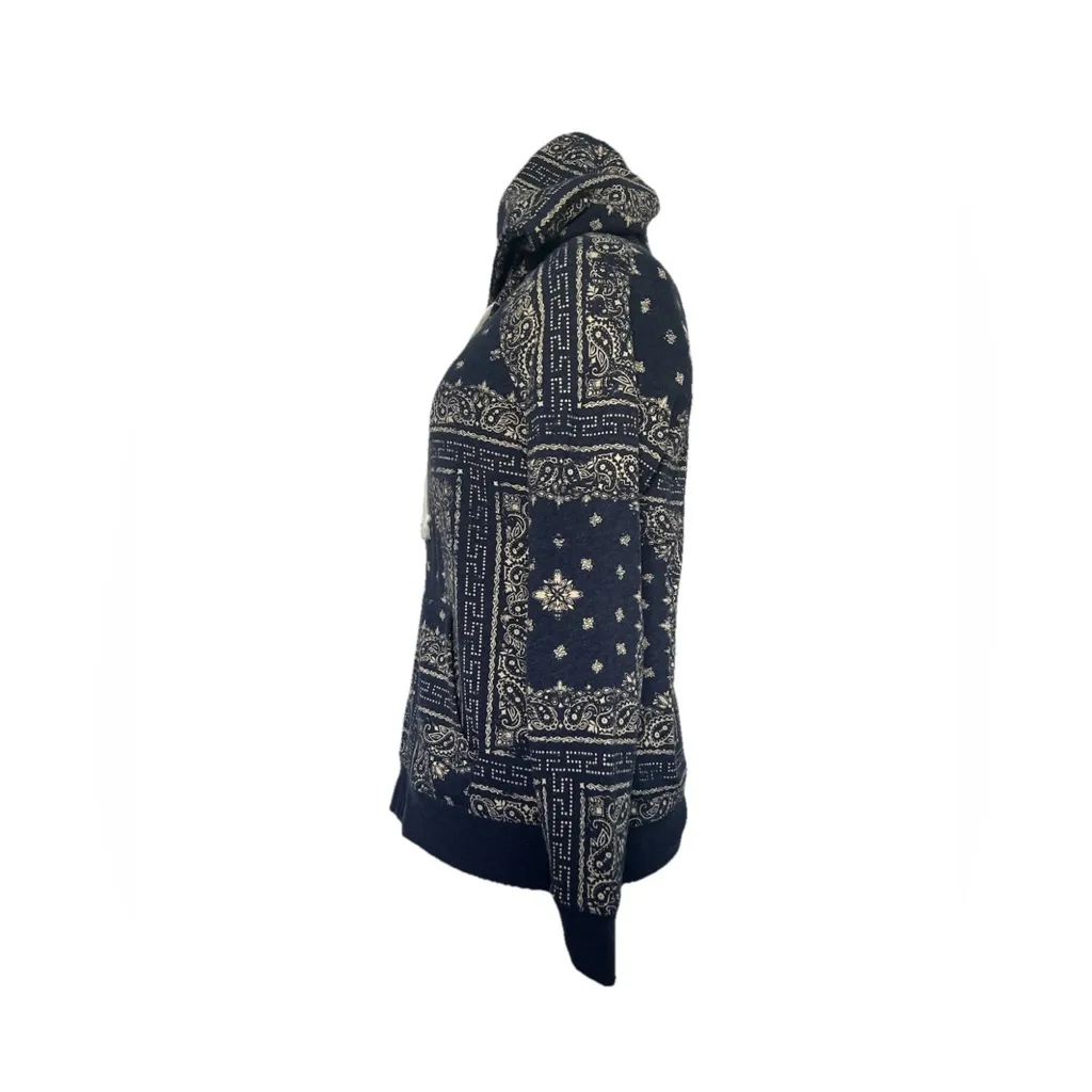 Sonoma Women's Life+Style Boho Zip-Up Cozy Hoodie Blue Paisley Size Large - Image 5