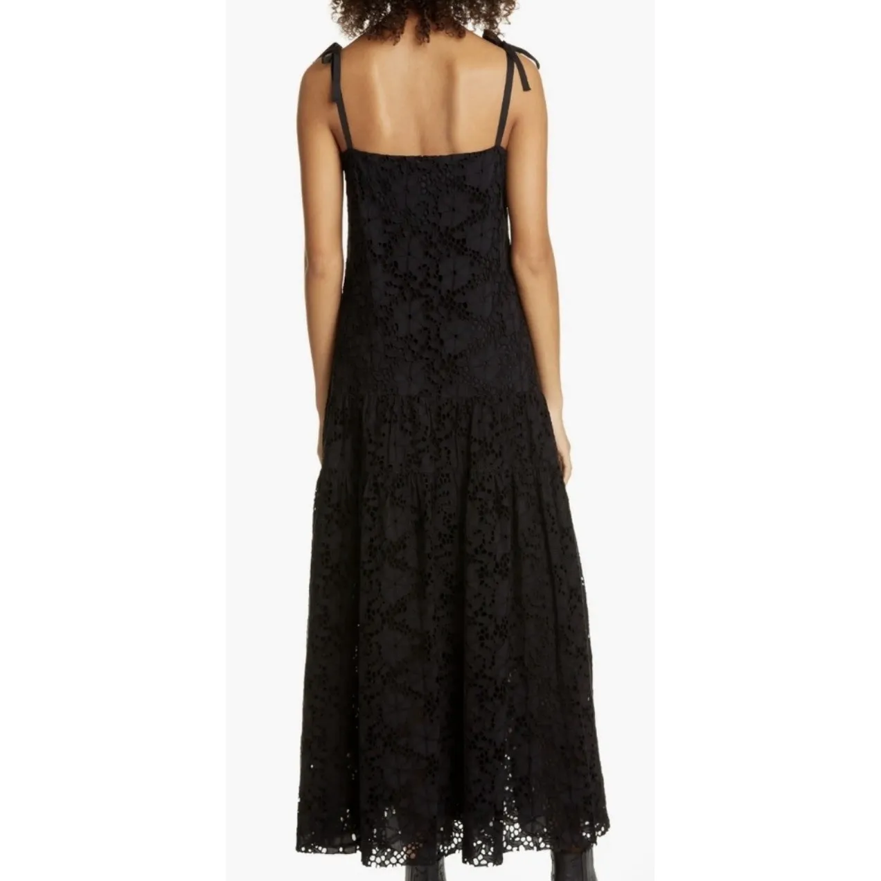 Merlette Ordesa‎ Broderie Anglaise Cotton Silk Maxi Dress Black EUC Size S - Image 3