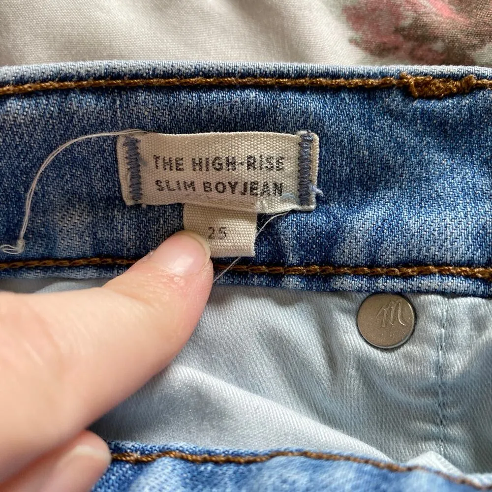 MADEWELL The High-Rise Slim Boyjean in Raebrook Wash Two Tone Stretch Size 25 - Image 9