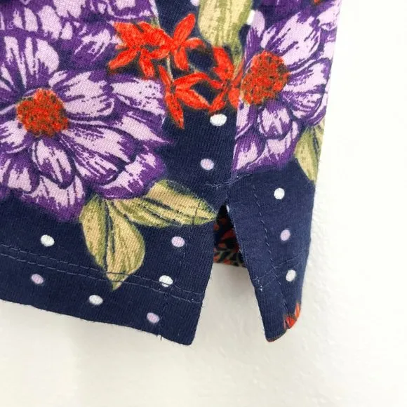 New  Floral Polka Dot Button Boatneck 3/4 Sleeve Tunic Top 14/16 - Image 8