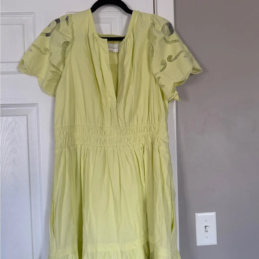 Anthropologie Somerset Maxi Dress Cutwork Edition Citron Lime Green Summer - Image 8