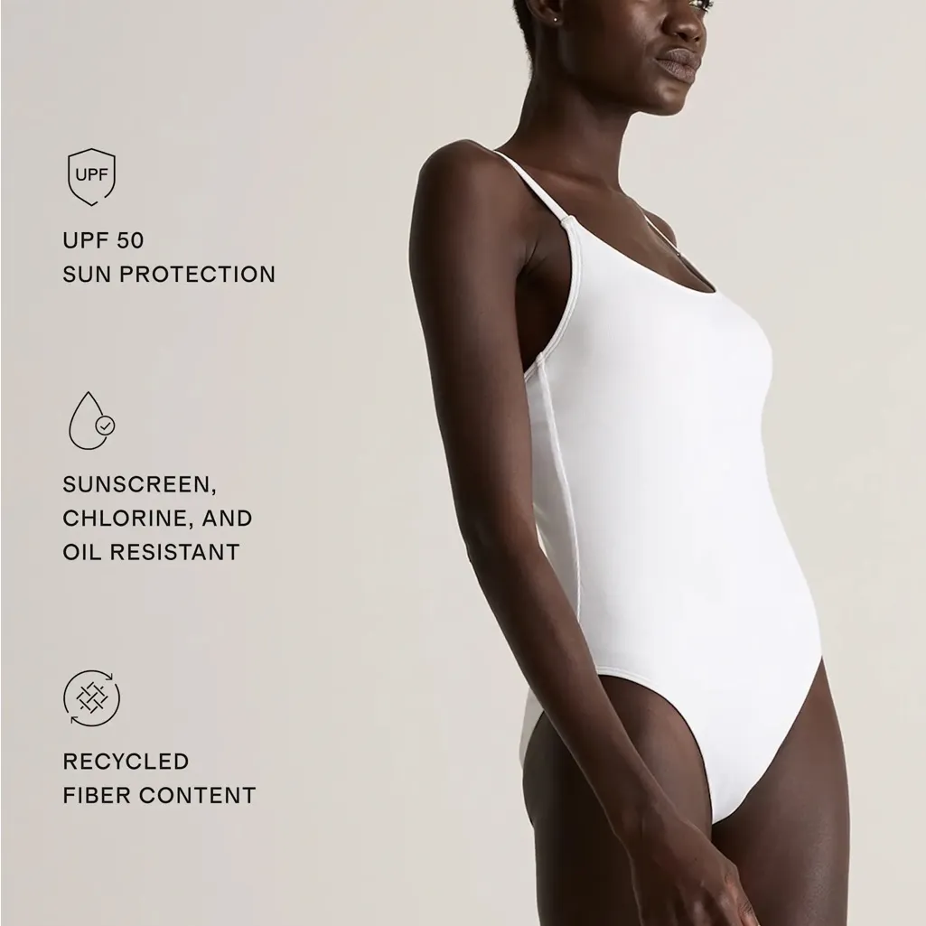 NWT Quince Italian Cami RIBBED One-Piece Swimsuit – White, Sz M Sold out online - Image 3