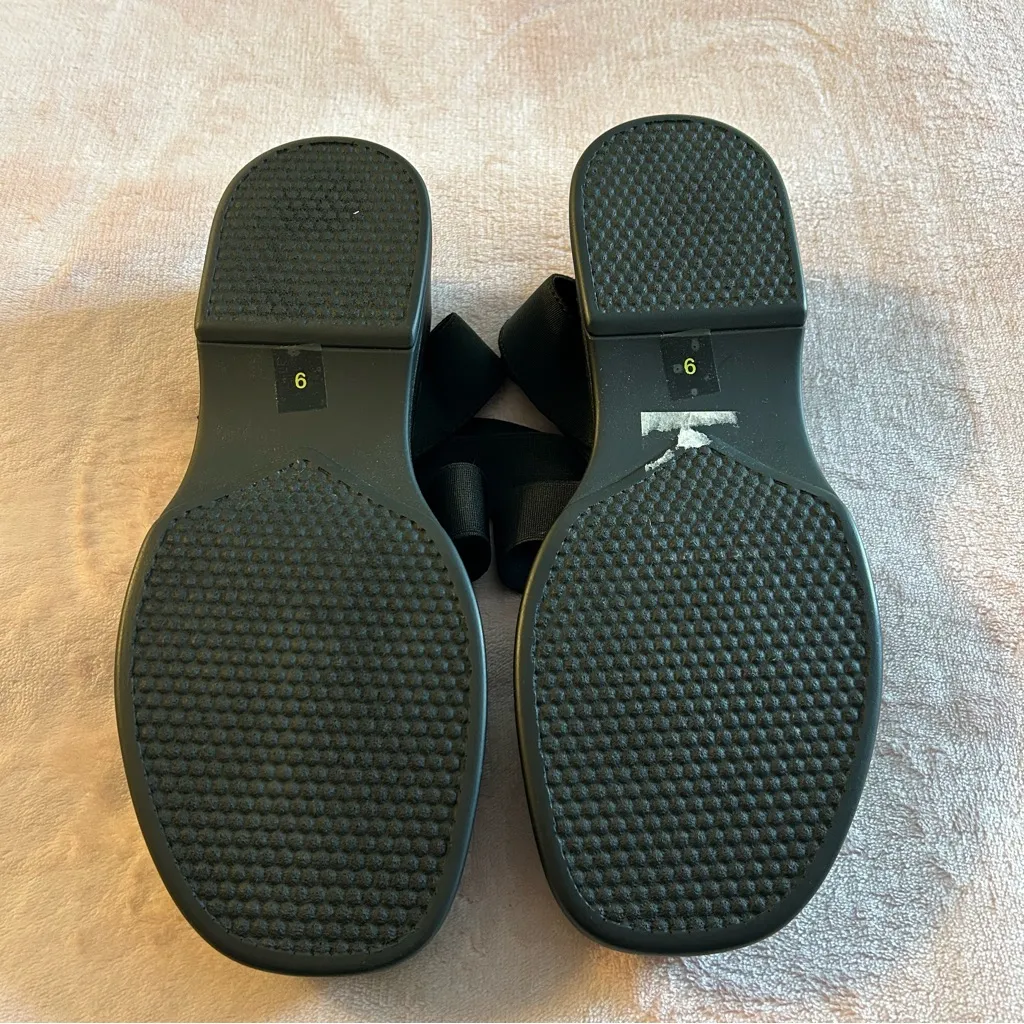 Steve Madden Y2K Sashes black platform sandals elastic straps size 9 flawed - Image 6
