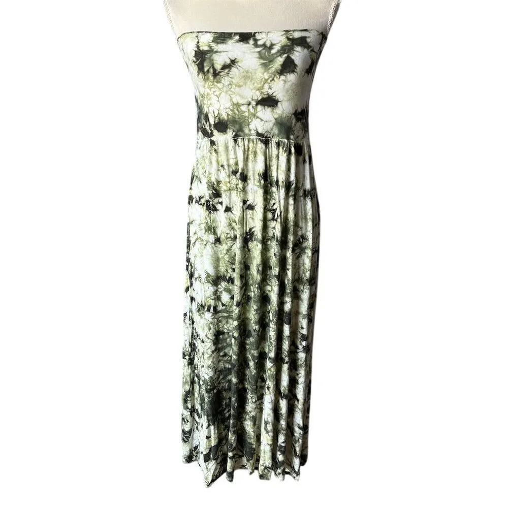 Philosophy Green Tie Dye Strapless Jersey Knit Maxi Dress Size S Summer Casual - Image 2