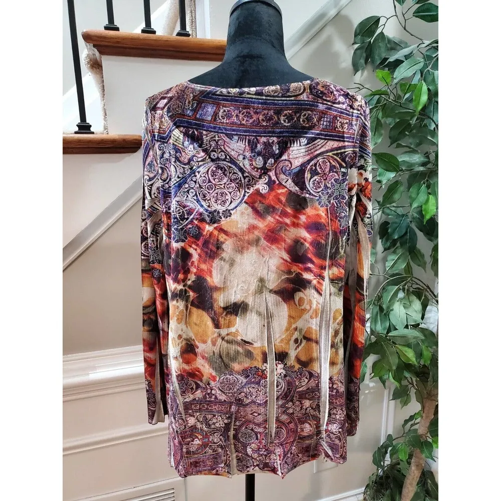 Live and Let Live Women Multicolor Polyester V-Neck Long Sleeve Top Blouse XL - Image 7