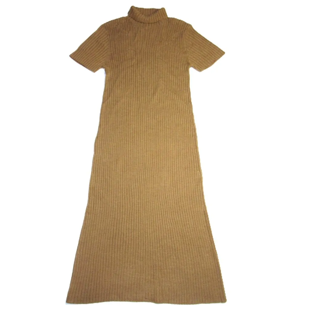 NWT Staud Lilou in Camel Ribbed Wool Blend Knit Midi Sweater Dress L $245 - Image 3