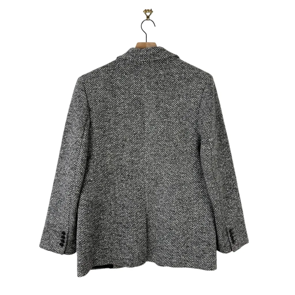 Banana Republic Olinda Oversized Italian Herringbone Blazer Grey Sz S - Image 8