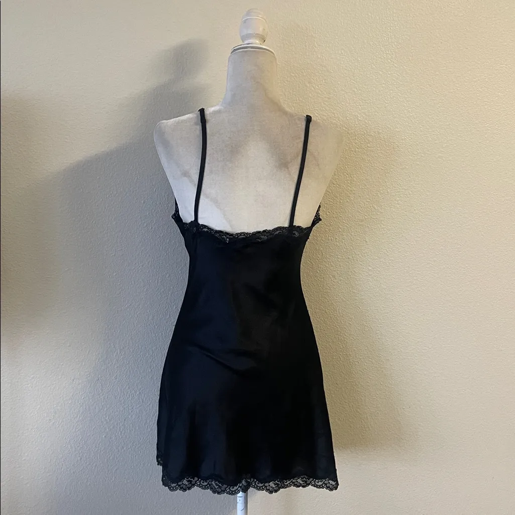 Victoria's Secret Tease Satin Lace Trim Mini Slip Gown S *Black* Vintage - Image 6