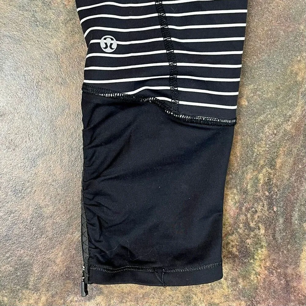 LULULEMON Runday Crop Ankle Legging Athletic Stripe Pants 8 - Image 8