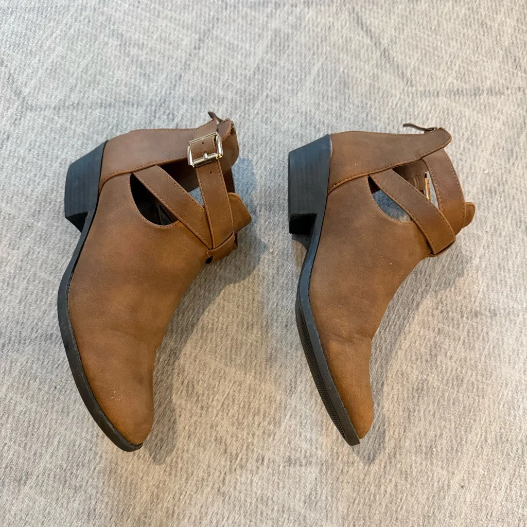 Top Moda Brown Ankle Boots with Buckle Detail 9 - Image 5