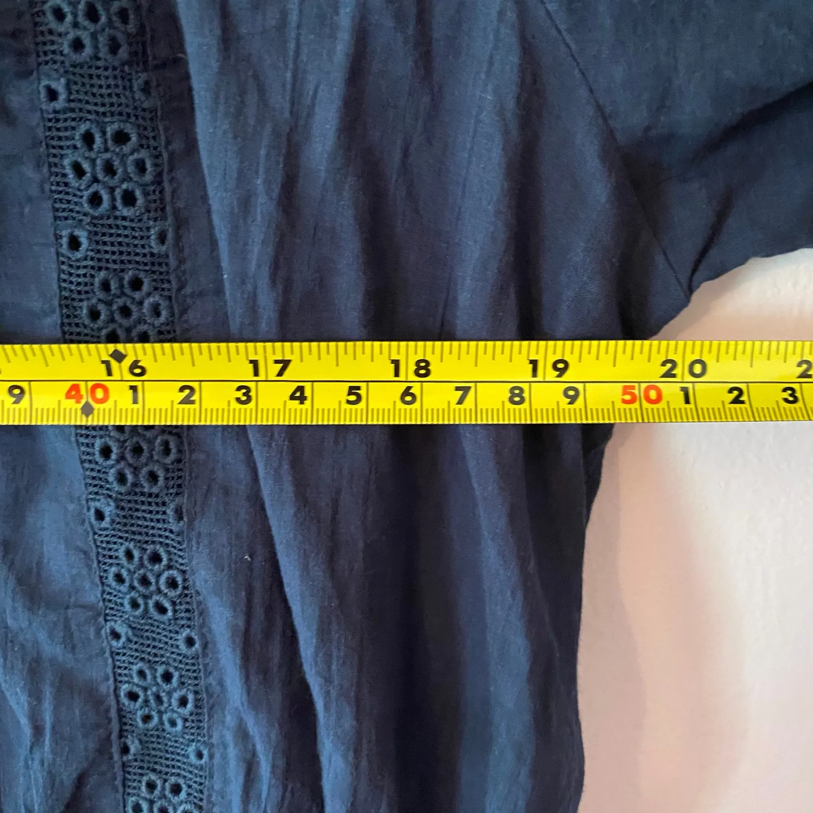 NWT Free People Best of Me Navy Blue Eyelet Blouse Boho Cotton Women's size XS - Image 9