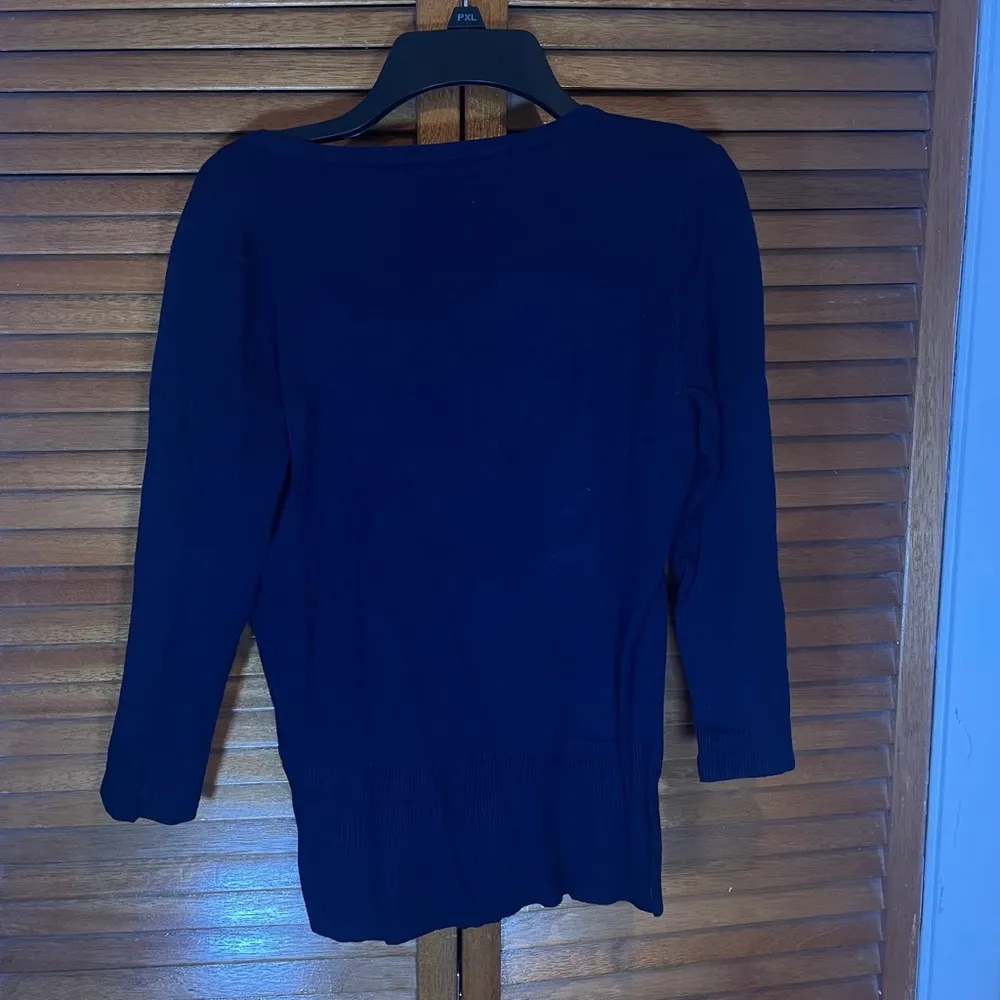 7th Ave New York & Company Women’s Navy Blue Tweed Preppy Sweater Sz XS - Image 5