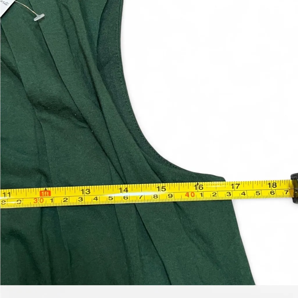 Madewell Sleeveless Crewneck pleated Top Summit Green Christmas holiday party - Image 7