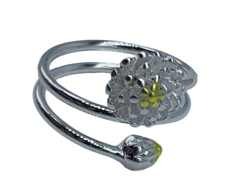 New no brand yellow flower adjustable fashion ring - Image 5